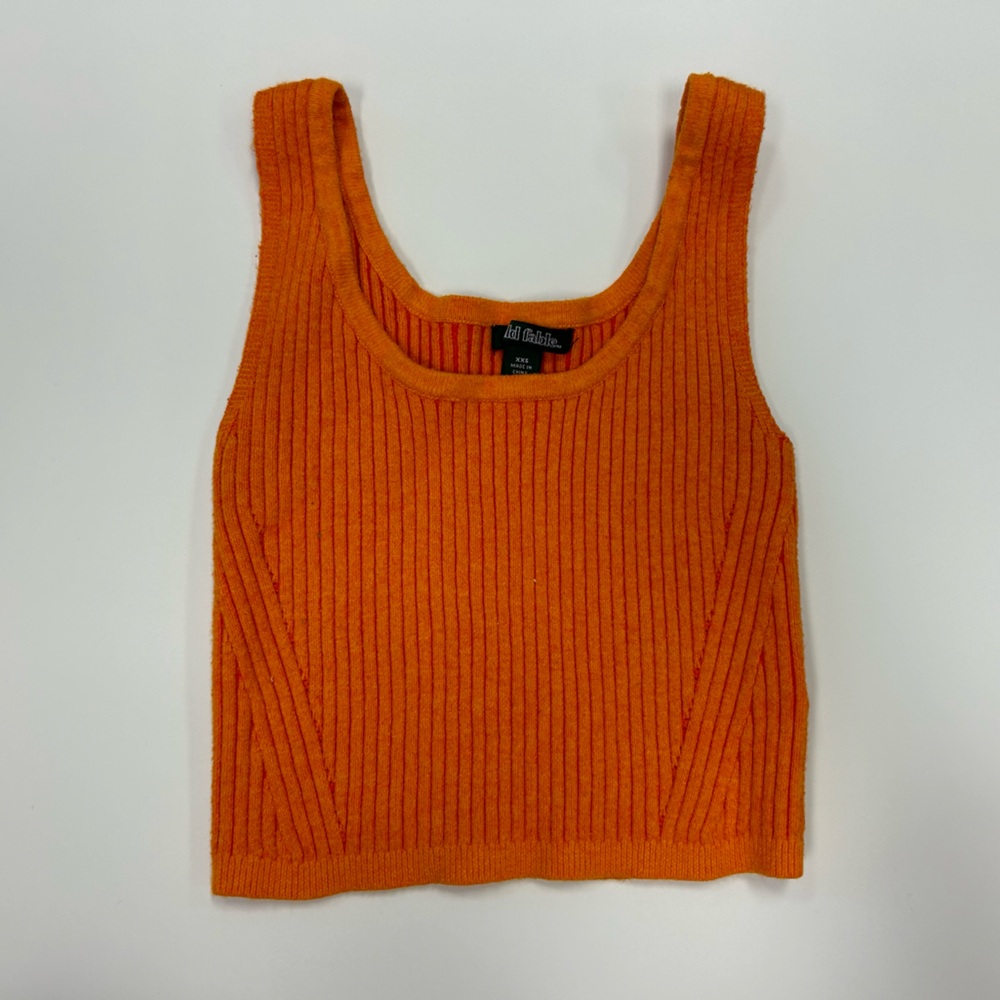 Vibrant orange, ribbed, sweater tank top